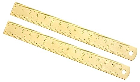 Kozelo 2Stk Messing Gerade Lineale - [15cm x 6] Kupfer Mess Lineal mit Cm Dual Skala für Linien Zeichnung Gold Ton