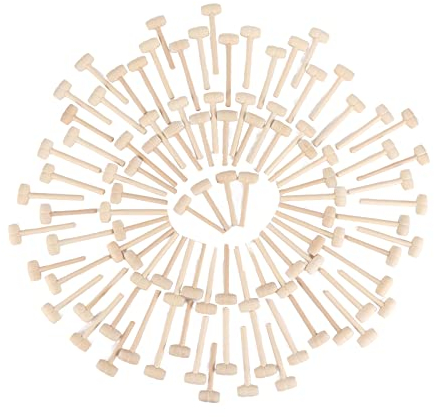 Lot de 100 Mini Maillets en Bois pour Crabe, Homard, Marteaux en Bois, Bois Crabe Marteau Mini Marteau en Bois Patisserie Marteau en Bois Dur Massif pour Cœur en Chocolat Cassable