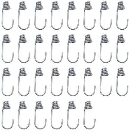 ONEBO 30 Pezzi Ganci a Spirale,Gancio Per Corde Elastiche,Ganci per corda elastica a spirale,per Tende, Teloni, Manifesti, Nette(3mm,Argento)