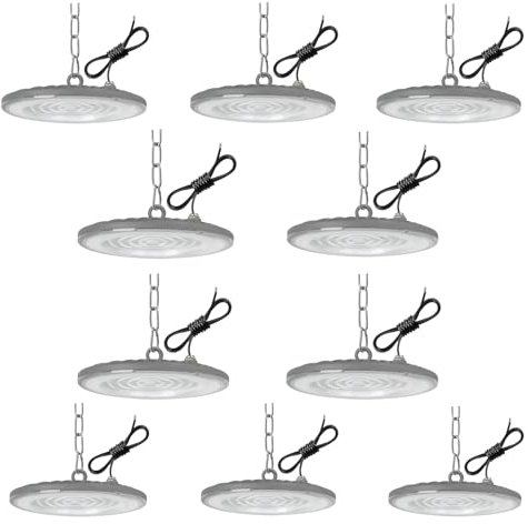 Toobettp UFO LED Industrial 100W, 10000LM Naves de 6500K Impermeable IP65 para Patio, Garaje, Fábrica, Taller