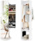 GOPLUS 3 en 1 Armoire à Bijoux Rotative à 360°, Armoire à Bijoux avec Miroir sur Pied avec Lumières LED 3 Couleur, Grand Espace de Rangement Classifié, Organisateur de Bijoux Blanc pour Femme Fille