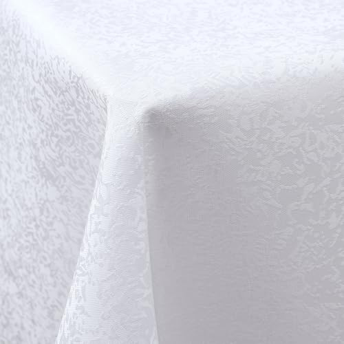 Spotjoy Tischdecke Abwaschbar Rechteckig 80x80cm Polyester Tischwäsche Jacquard Garten Tafeldecke Ornamente Pflegeleicht - Weiß
