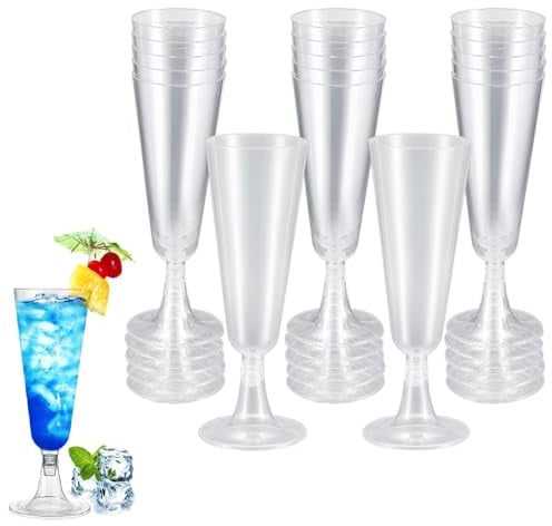 YZDZSW Plastic Toasting Glasses, 20 PCS Plastic Champagne Flutes, Disposable Clear Plastic Toasting Glasses for Wedding Party Cocktail Mimosa Plastic Cups(Transparent)