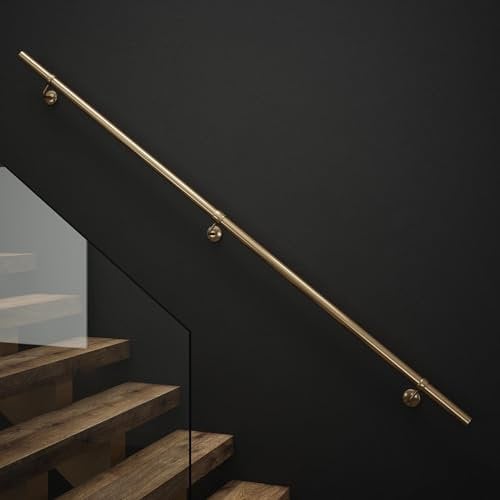 Rothley Antique Brass Stair Hand Rail Kit 2.4M - Internal Staircase Steel Banniser