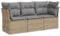 vidaXL Garten Sofa Garnitur 3-TLG., Gartenmöbel Set mit Kissen Stauraum, Sitzgruppe für Garten Terrasse, Modular Gartensofa Lounge, Beige Poly Rattan