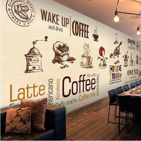 Vlies Tapeten Wandtapete Weinlese-Kaffee 3D Wandbild Tapete Vlies Tapete Wandtapete Tapete Wohnzimmer Wanddekoration Fototapete 3D Tapete Effekt Wandbild 400cm×280cm(Breite x Höhe)