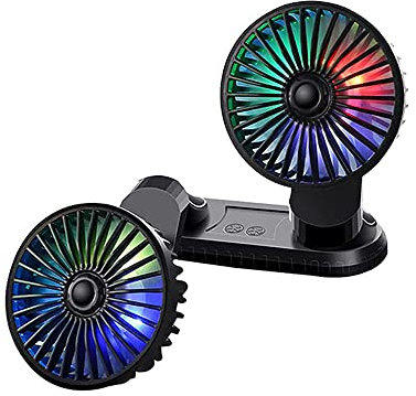 SANWAN 1 mini ventola di raffreddamento USB regolabile a 360° per auto, a doppia testa, per camion, furgoni, SUV, camper, barca, casa, rotazione orizzontale a 360° e rotazione verticale di 180°, stile
