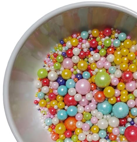 Farbenfroh Perle Zuckerstreusel Essbare Süßigkeiten Perlen 120g, Mischgröße, Backkuchen Dekorationen, Eis Toppings und Cookie Dekoration, Hochzeit Geburtstagsparty Halloween Chirstmas Zubehör
