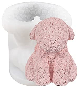 BABYVIVA Silikonform für Valentinstag, Rosenbär, Kerze, Tier, Gips, Silikonform, Desktop-Ornamente, Form für Bastelarbeiten, Heimdekoration