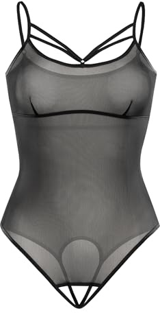 Teyli Bodysuit Women Ouvert Tanga – Verführerisches Mesh Top Ouvert für Damen – Aus Feinem, Transparentem Mesh mit Verstellbaren Trägern – Sinnlicher Damen Body