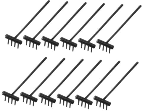 BESTonZON 12 Pièces râteau à Sable Jeu de Jardin râteaux Jouets pour Enfants Outil de Skate Tondeuse à Gazon Enfant râteau pour Tout-Petits Jardin de Mini Marque Mini râteau Plastique Black