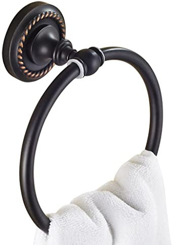 CRBUDY Porte-Serviettes de Bain, Anneau Porte-Serviettes, Anneau Porte-Serviettes américain, Porte-Serviettes Rond en cuivre Noir, Porte-Serviettes Rond Mural, AA (AA)