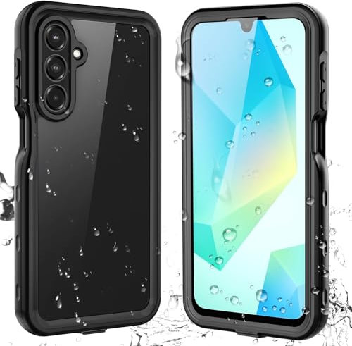 ShellBox Coque Samsung A16 5g IP68 Etanche Etui Coque Samsung Galaxy A16 5G Antichoc 360 degrés Silicone Noir Étanche de Protection pour téléphone Portable Compatible Samsung Galaxy A16