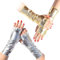 Pesoncarl Fingerlose Lederhandschuhe, 2 Paare Goth Punk Arm Warders, 9,1 x 3,5 Zoll Armwärmer, Lederfingerless -Handschuhe Frauen für Cosplay -Karnevalsparty, Silber + Gold