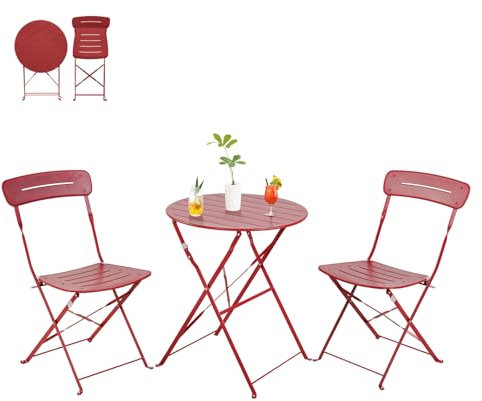 Grand patio Bistrotisch mit 2 Stühlen, Balkonmöbel Set 3 Teilig, Terrassenmöbel Wetterfest, Bistro Set, Balkon Garten Möbel Set für Kleinen Balkon (blau)
