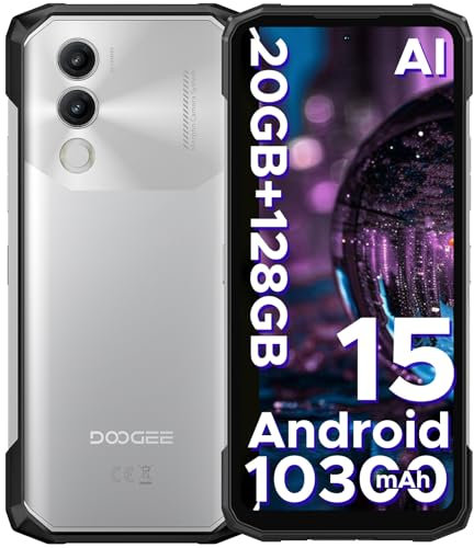 DOOGEE Blade 20 Rugged Smartphone Android 15, Telefono Rugged 10300mAh, 20GB+128GB/ 2TB Telefono Indistruttibile 15,8mm, Display IPS HD+ da 6,6, 16MP+ 8MP, 3 Slot per Schede/ IP68/ NFC/GPS/Face ID