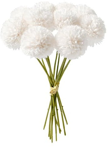 JOZMMZEOOA hortensias Artificiales,12 Piezas Flores Artificiales Decoracion Seda Flores Plantas Artificiale Crisantemos de Seda simulación Bola Decorativas,para Bodas Hogar Hotel Decoración(Blanco)