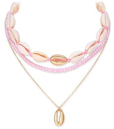 Clearine Collier bohème bohème fait à la main avec perles simulées coquillages naturels étoile de mer collier en couches pour femmes Accessoires de bijoux d'été de plage
