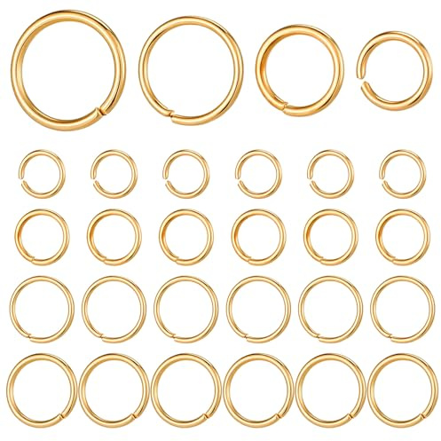 600 Stück Biegeringe für Schmuckherstellung Gold Filled, 5/6/7/8 mm Goldene Offene Schmuck-Biegeringe für Schlüsselanhänger, Halsketten, Ohrringe, Armbänder, Schlüsselanhänger & DIY-Handwerk