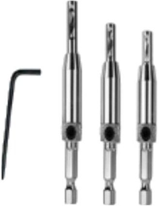 Hinge Drill Bit 35mm, 1/4 Hex Shank Self-Centering Door Hinge Borer for Wood & Cabinetry, 150mm Total Length, 3-Piece Set with Wrench