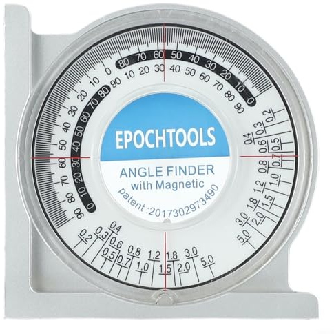 Tragbarer magnetischer Winkelsucher 0-130° Winkelmesser mit klarer Acryllinse und V-Nut für Rand für Rohre, Dual Metrisch/für imperiale Lineale, Silber ABS & Keramik