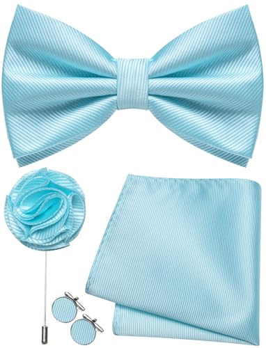 Ailisus Fliege Herren Vorgebundene Twill Fliege und Einstecktuch Ansteckblume Set für Hochzeit Smoking Business 3PCS
