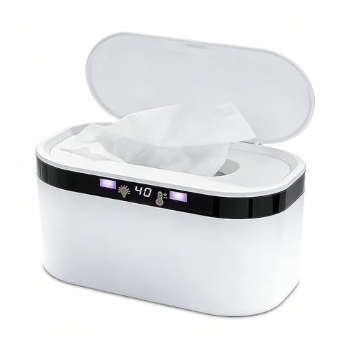 SGZIOO Calentador de Toallitas para Bebés, Dispensador de Toallitas Humedas Bebe, Temperatura Ajustable, Calentamiento Rápido, USB Calentador de Toallitas Humedas para Bebe, Viajes