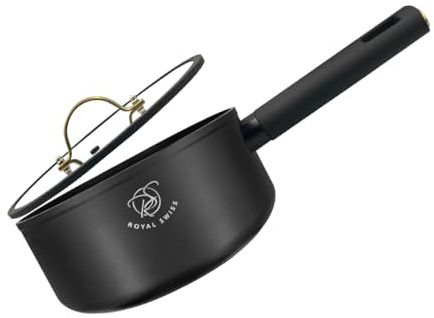 Schmortopf Kochtopf - Marmor Antihaft Cast Aluminium Pot mit Silikon Deckel & Dampfventil, Induktionsgeeignet, Gleichmäßige Wärmeverteilung, Cool Touch Griffe, Familien Koch Topf - 18 cm