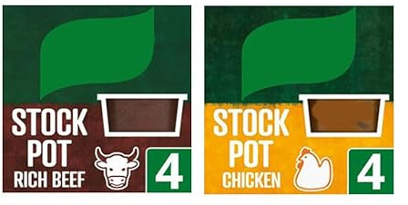 Stock Pot Chicken and Rich Beef Variety Pack, Gluten-Free, 4 Pots Each Flavor, 28g per Pot, Pack of 2