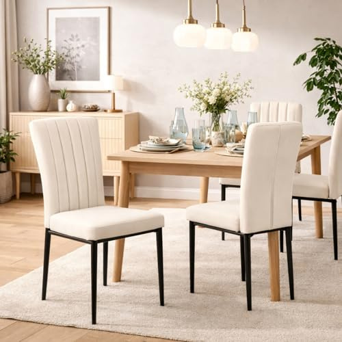HAGO24 | Esszimmerstühle 4er Set | Weiß | Samtbezug ergonomisch | Modern komfortabel | 48 cm Sitzhöhe | pflegeleicht | Metallbeine |