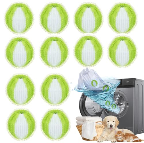 12 PCS Atrapa Pelos Lavadora,Bolas Atrapa Pelos para Lavadora,Bolas para Lavadora,Reutilizable Quita Pelos Mascota,Recoge Pelusas Lavadora Bola,Eliminar El Pelo De Las Mascotas (color25111915)