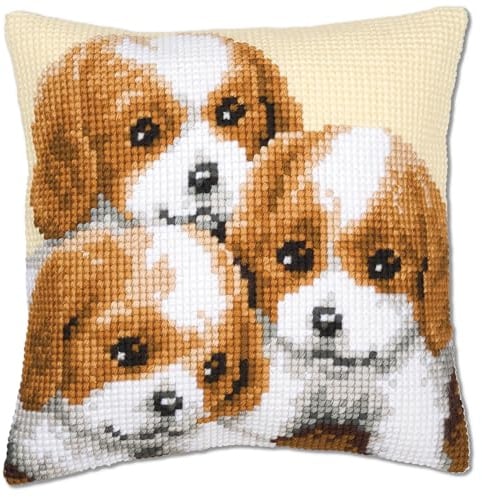 Vervaco Puppies Cross Stitch Cushion, Multi-Colour