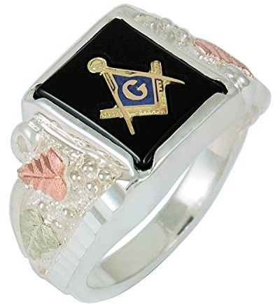 Black Hills Herren-Siegelring aus rhodiniertem Sterlingsilber mit Onyx-Stein, Metall, Edelstein, Emaille, Onyx