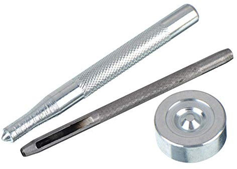 Trimming Shop 15mm Press Studs Fixing Tool Kit with Hollow Hole Punch, Snap Fastener Button Setting Hand Tool Set, Equipment for Sewing, Leather Crafts, and Clothing Repair