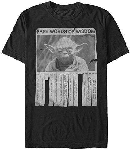 Star Wars Men's Words of Wisdom T-Shirt, Black, XXL