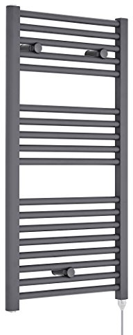 Nuie MTY154 | Modern Bathroom 500 Watt Heated Electric Ladder Towel Rail, 920mm x 480mm, Anthracite