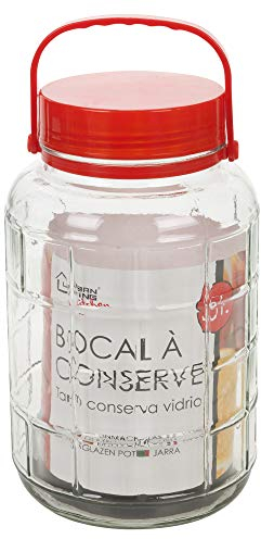 URBN-CHEF Large Glass Jar Container with Red Lid (5 Liter)