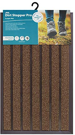 JVL Dirt Stopper Pro Rectangular Scraper Entrance Door Mat, Brown