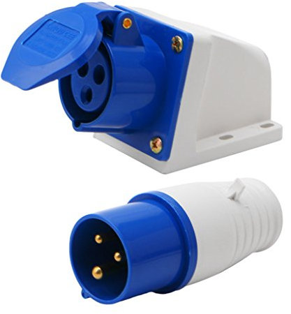 Mentin Prise Industrielle 16 Ampères 3 Broches + Prise 220-250V Etanche IP44 2p + e 3Phase 16A