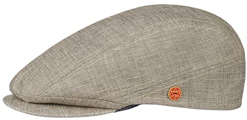 Mayser Delian UV-Schutz Flatcap Baumwollcap Schirmmütze Schiebermütze Sommercap Leinencap Herren - Made in The EU mit Schirm, Schirm Sommer Frühling-Sommer - 61 cm beige