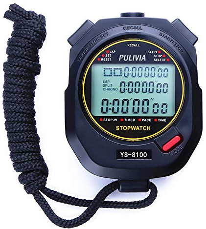 PULIVIA Chronomètre Sport 100 Tours/Splits Chronomètre à ReboNumérique avec Compteurs Horloge Alarme Calendrier, Grand écran Chronometre pour Entraîneurs Course à Pied Sport Entraînement