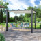 Avril Paris Tonnelle/Pergola Aluminium 3x3m Toile coulissante rétractable - Gris Ecru-Hero