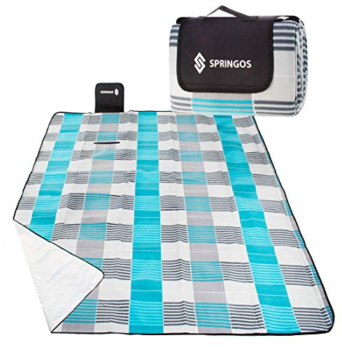 SPRINGOS Picknickdecke Campingdecke mit wasserfester Unterseite Faltbare Strandecke Tragegriff 200 x 200 cm Karomuster