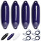 HonuNautic 4er Set Fender incl. Fenderleinen | U-Serie | Farbe: Blau | Größe: Ø 19 x L 64 cm | Boot & Yacht Stegfender, Langfender