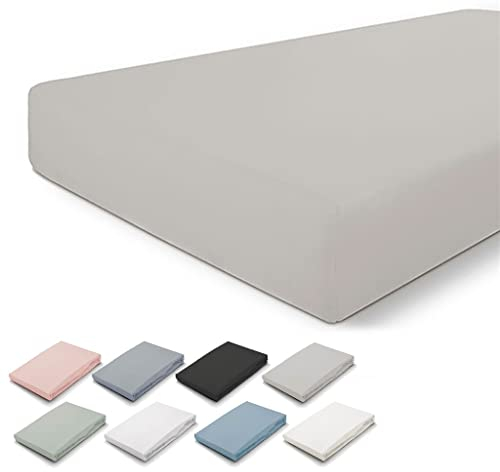 Walra Spannbettlaken Jersey 180x200, 100% Baumwolle Spannbetttuch, Perfekte Matratzenpassform, Weiches Gefühl, Knitter- & Bügelfrei - Taupe