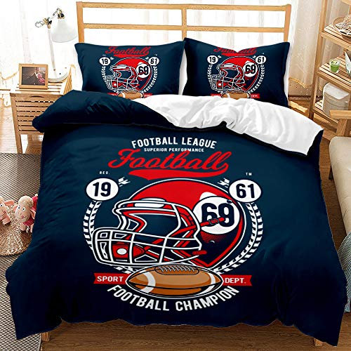 Doppelbettbezug Set American Football Mikrofaser Bettwäsche Set Atmungsaktiver Bettbezug 200x200cm Mit Reißverschluss Und 2 Kissenbezügen 50x75cm (135 x 200 cm,Stil 03)