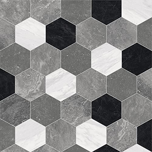 VINYL FLOORING UK Grey Non Slip Stone Effect Vinyl Flooring Roll For LivingRoom, Kitchen, 2.3mm Cushion Backed Vinyl Sheet, Waterproof Lino Flooring-2m(6'6) X 2m(6'6)-4m²