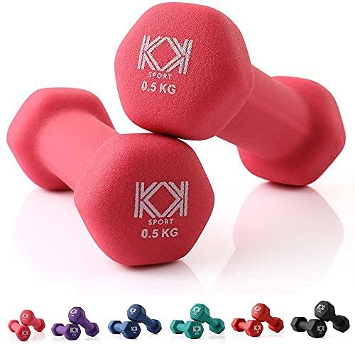 KK Neoprene Dumbbells for Home, and Gym- Hand Weights Dumbbells for Exercise, Fitness, Training, and Weight Lifting (Pink (2 x 0.5kg))