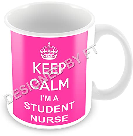 FlyingTurtles Keep Calm I'm A Student Nurse Pink Ceramic White 11oz Mug by FT.