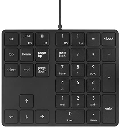 Qisan Numeric Keypad Wired Numpad 34 keys Portable Keypad USB External Mini Slim Keyboard Magicforce For Financial Cashier Securities-Black